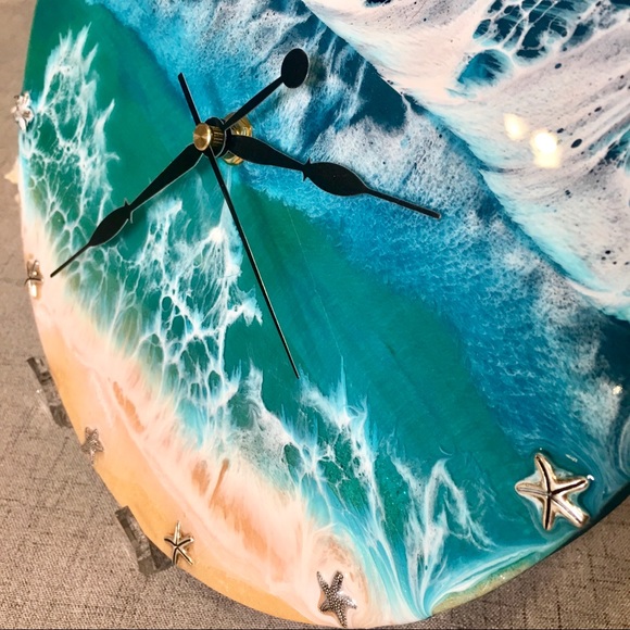 Resin 3D Beach Ocean Clock Wall Art Decor - Picture 5 of 8